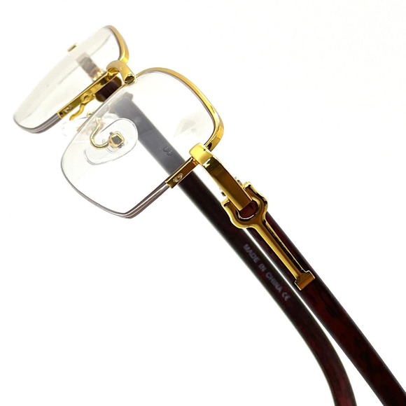 Clear Eye Glasses Frameless Retro 80's 90's Style Gold Metal Frame Migos Buffs‎ - Picture 1 of 8